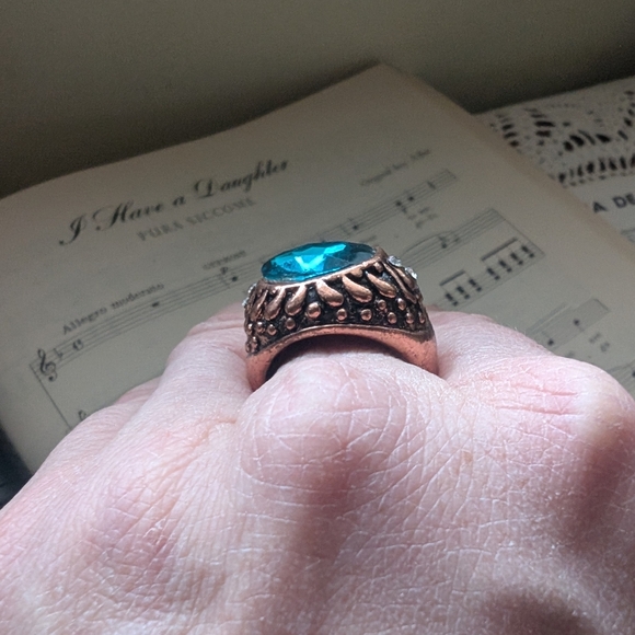 Copper Teal Gemstone Ring - Picture 2 of 5